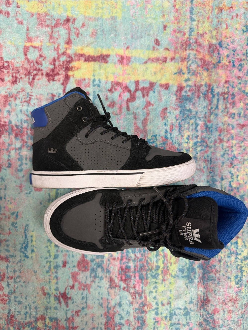 Supra  High-Top Sneakers - Gray, Black & Blue